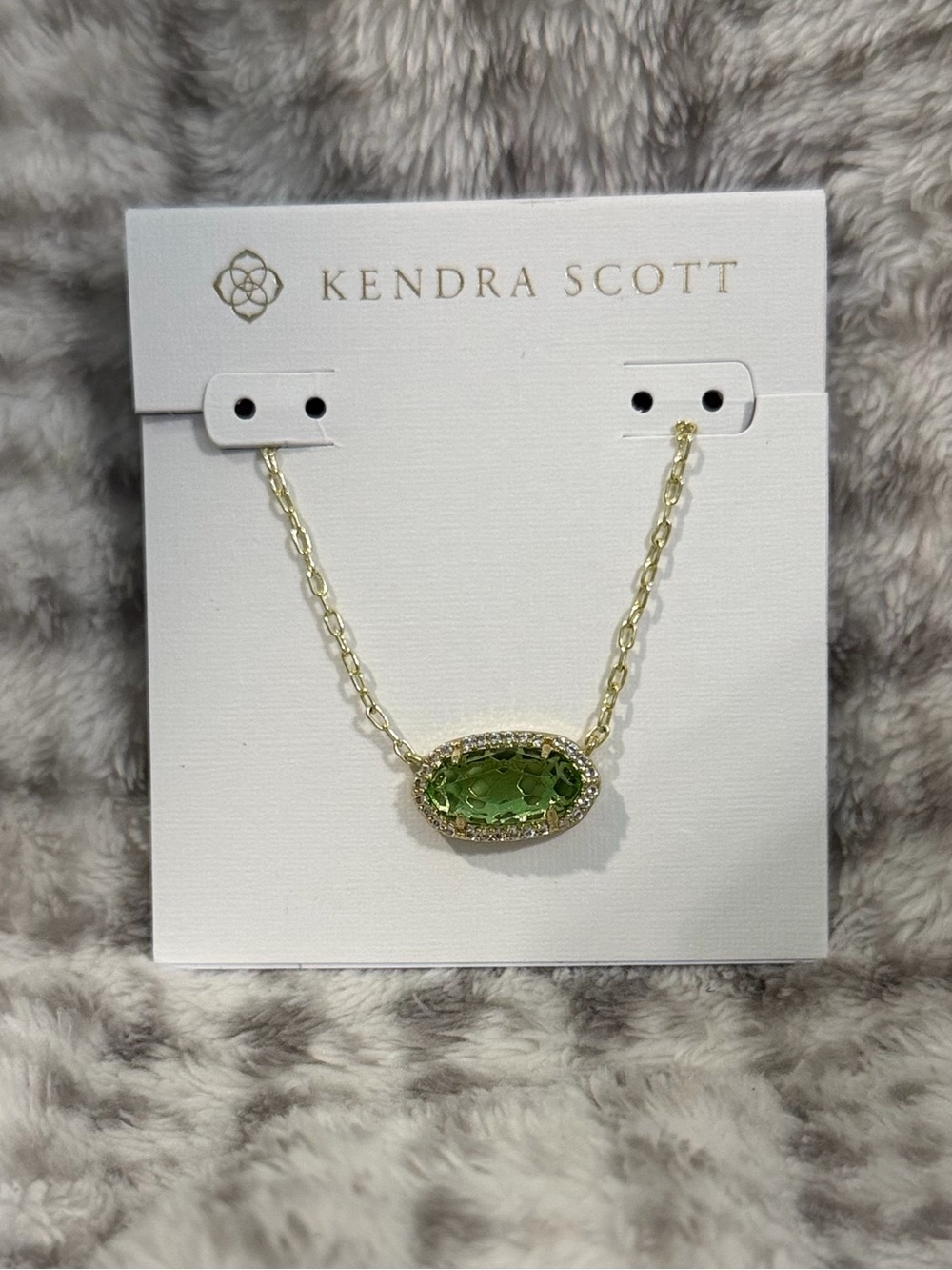 Kendra Scott Gold Necklace with Green Oval Stone